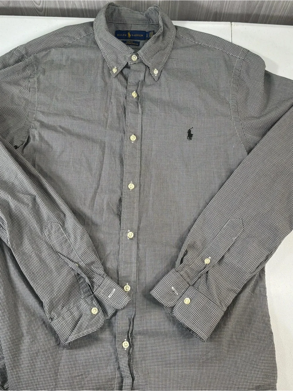 Polo Ralph Lauren Shirt Men L Check Regular Fit Gingham Lightweight Preppy